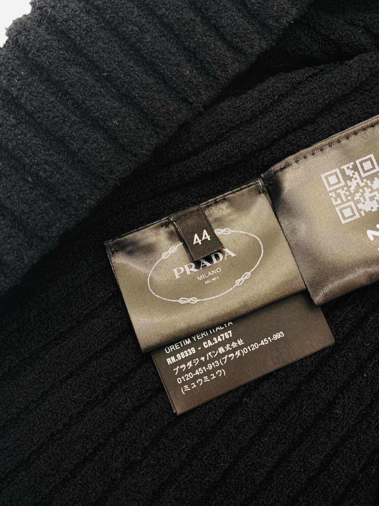 PRADA Black Cotton Blend Knit Size US8 Midi Skirt