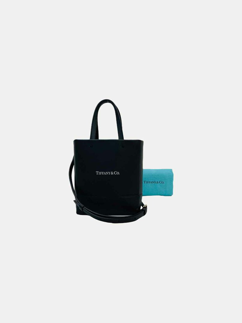 TIFFANY & CO Shopping Black Logo Tote Bag