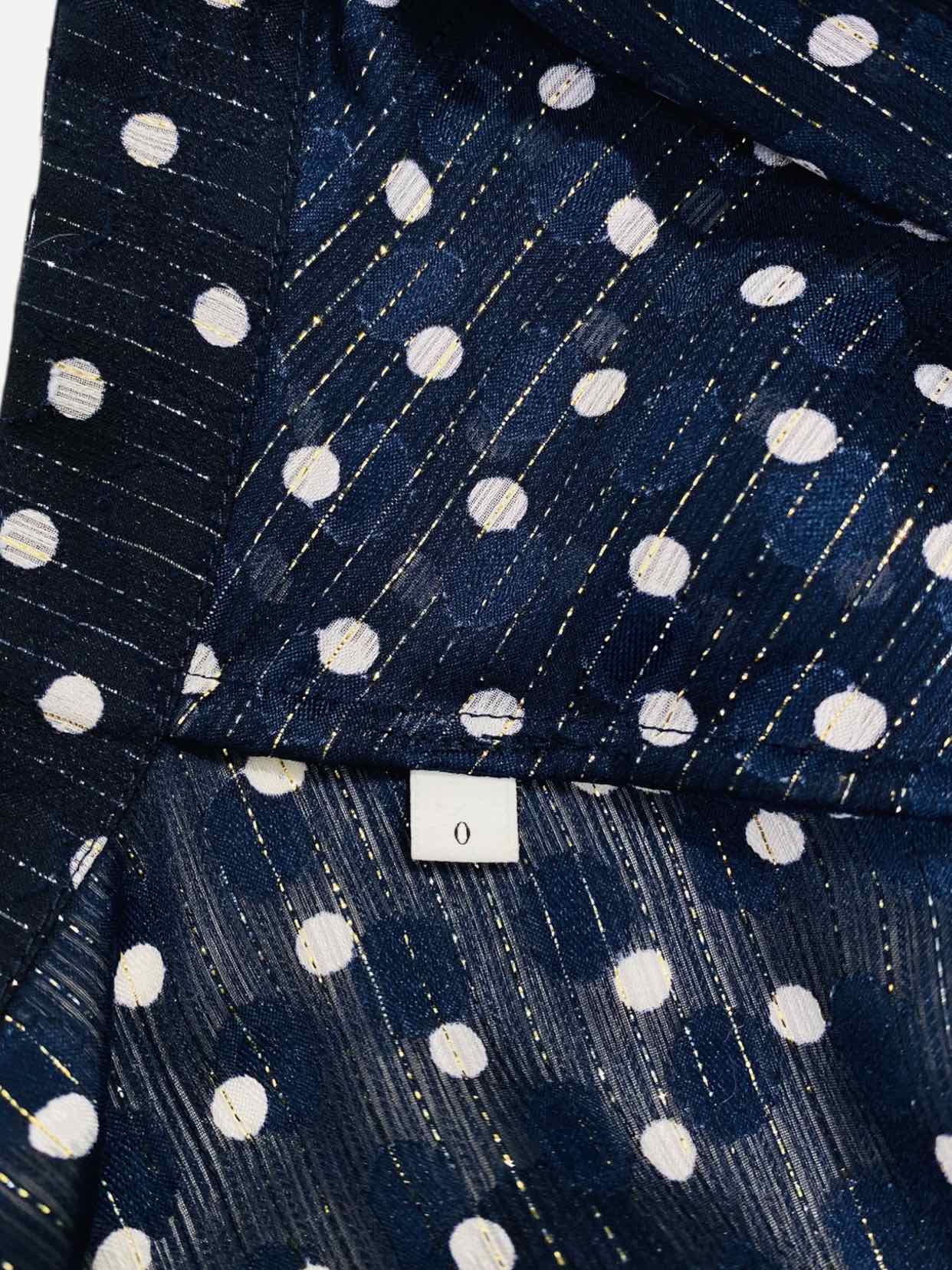 SANDRO Sheer Navy Blue & White Size XSmall Blouse