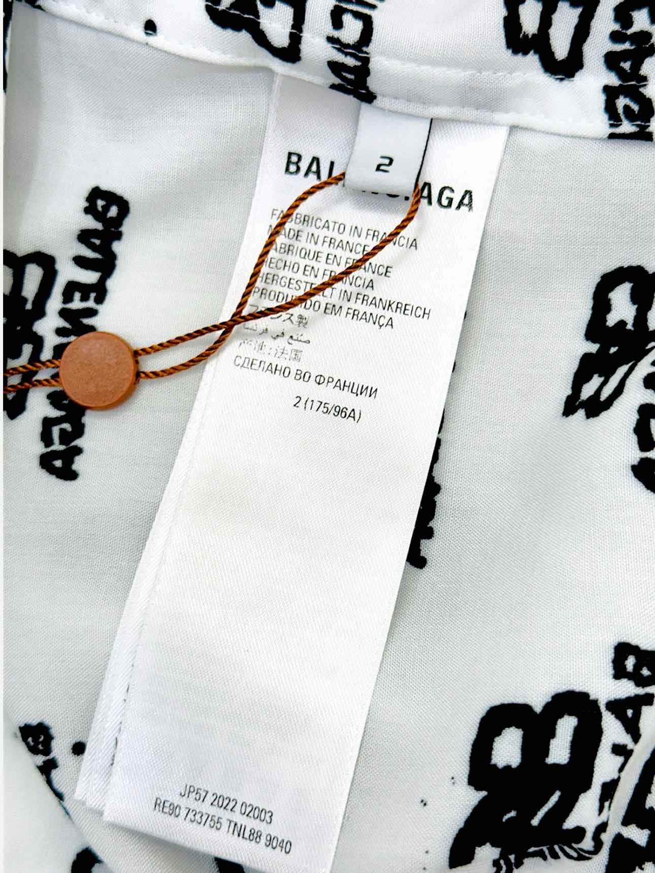 BALENCIAGA White w/ Black Logo Size US 2 Shirt
