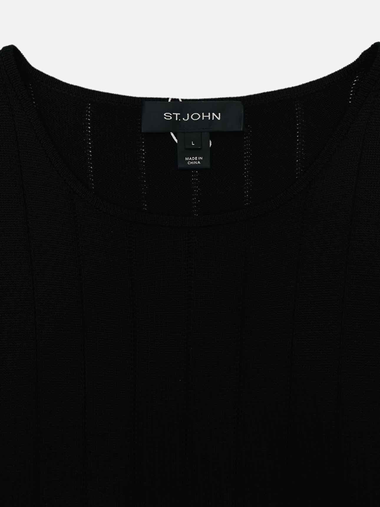 ST. JOHN Ribbed Black Size Large Jumper