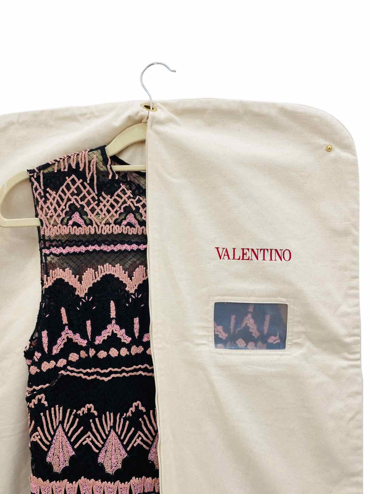 VALENTINO Crochet Black & Pink Size US 10 Long Dress