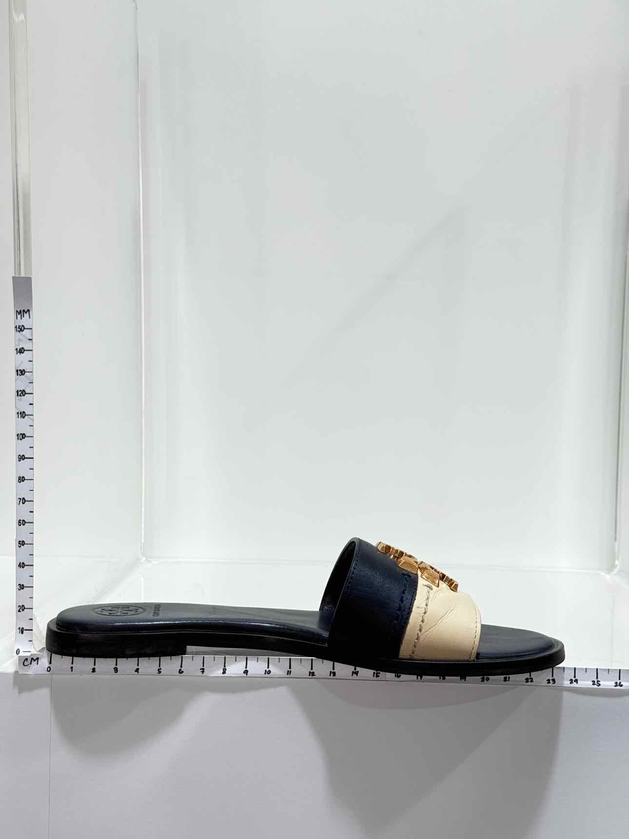 TORY BURCH Navy Blue & Beige Size EU 36 Flats