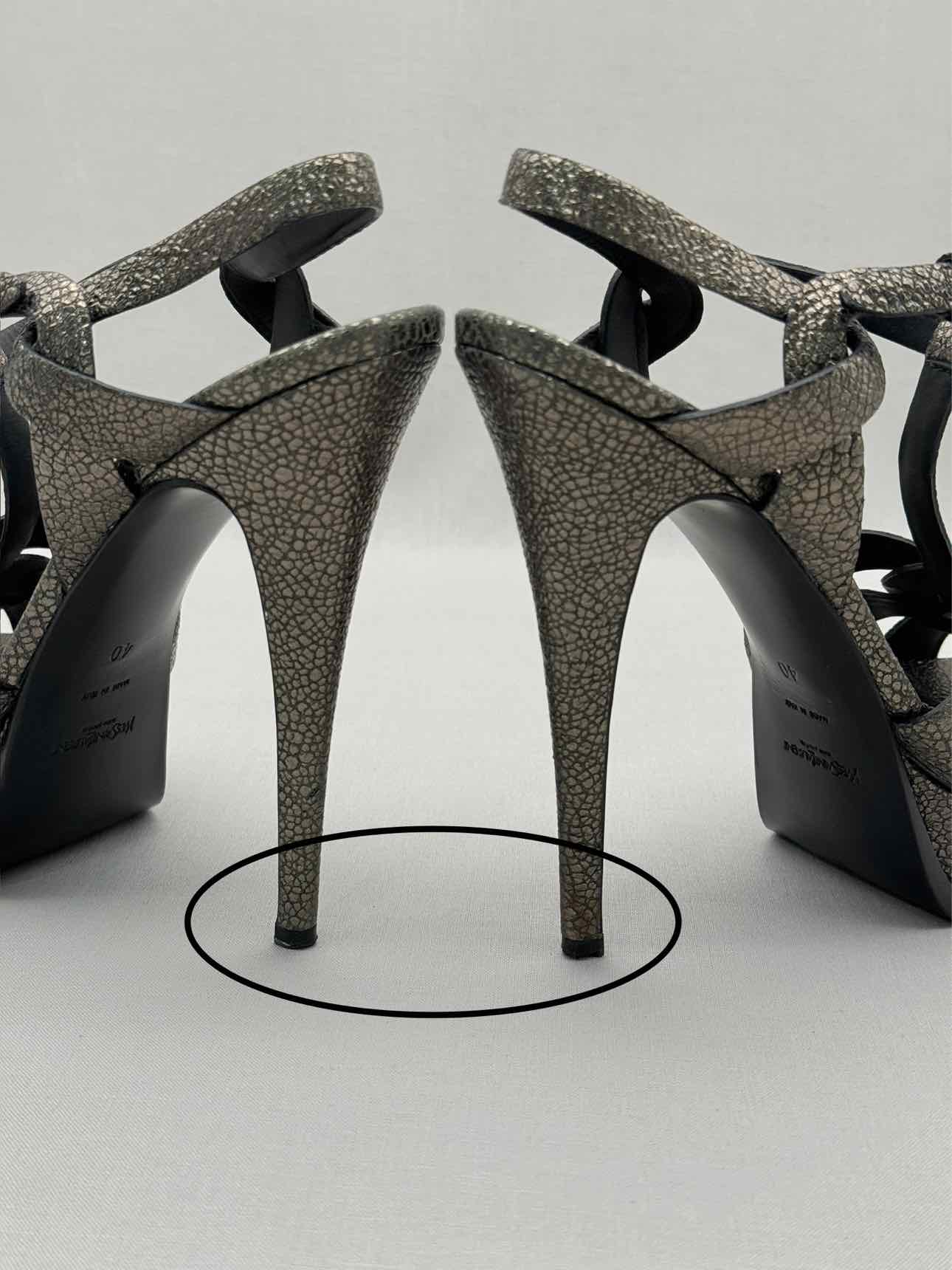 YSL Tribute Metallic Grey Size EU 40 Platform Sandals