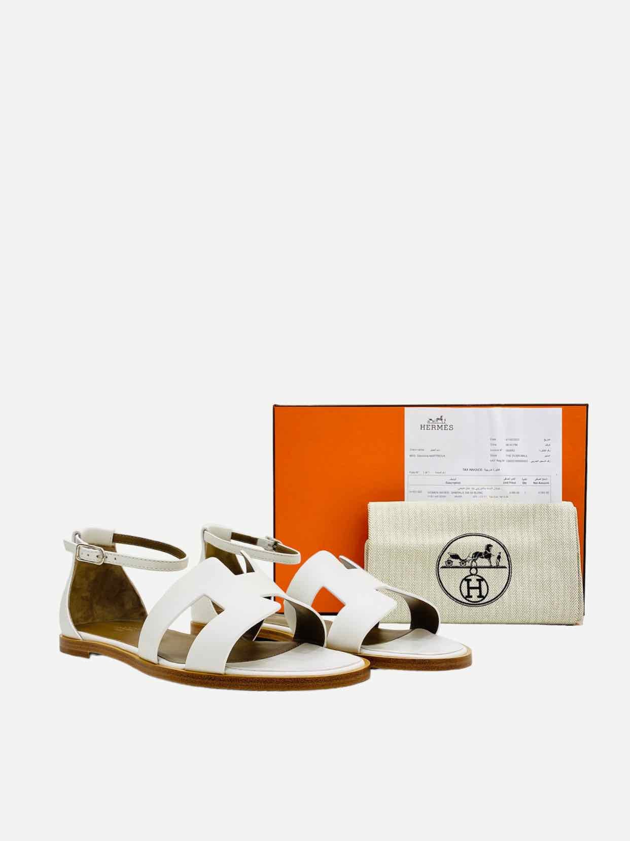 HERMES Santorini Blanc Size EU 39 Sandals