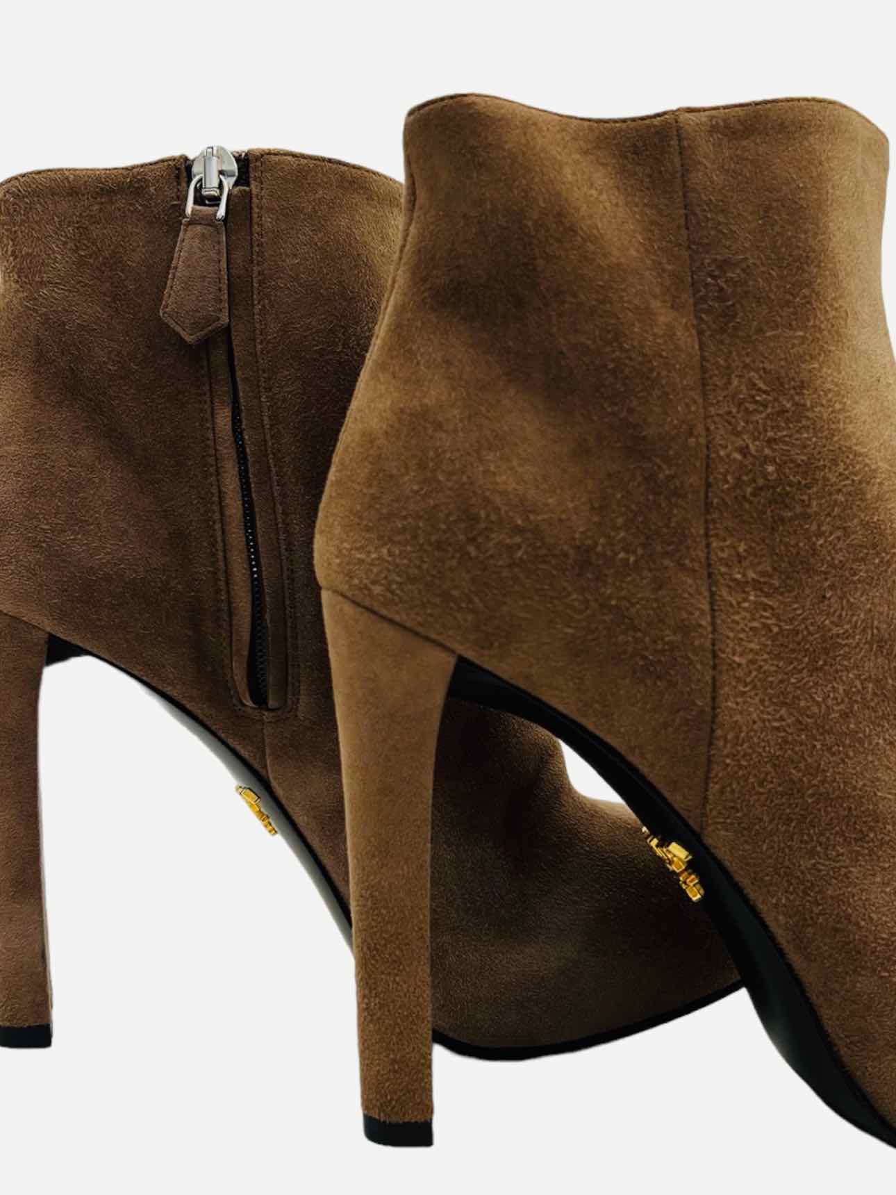 Pre - loved PRADA Platform Brown Ankle Boots 35.5 at Reems Closet