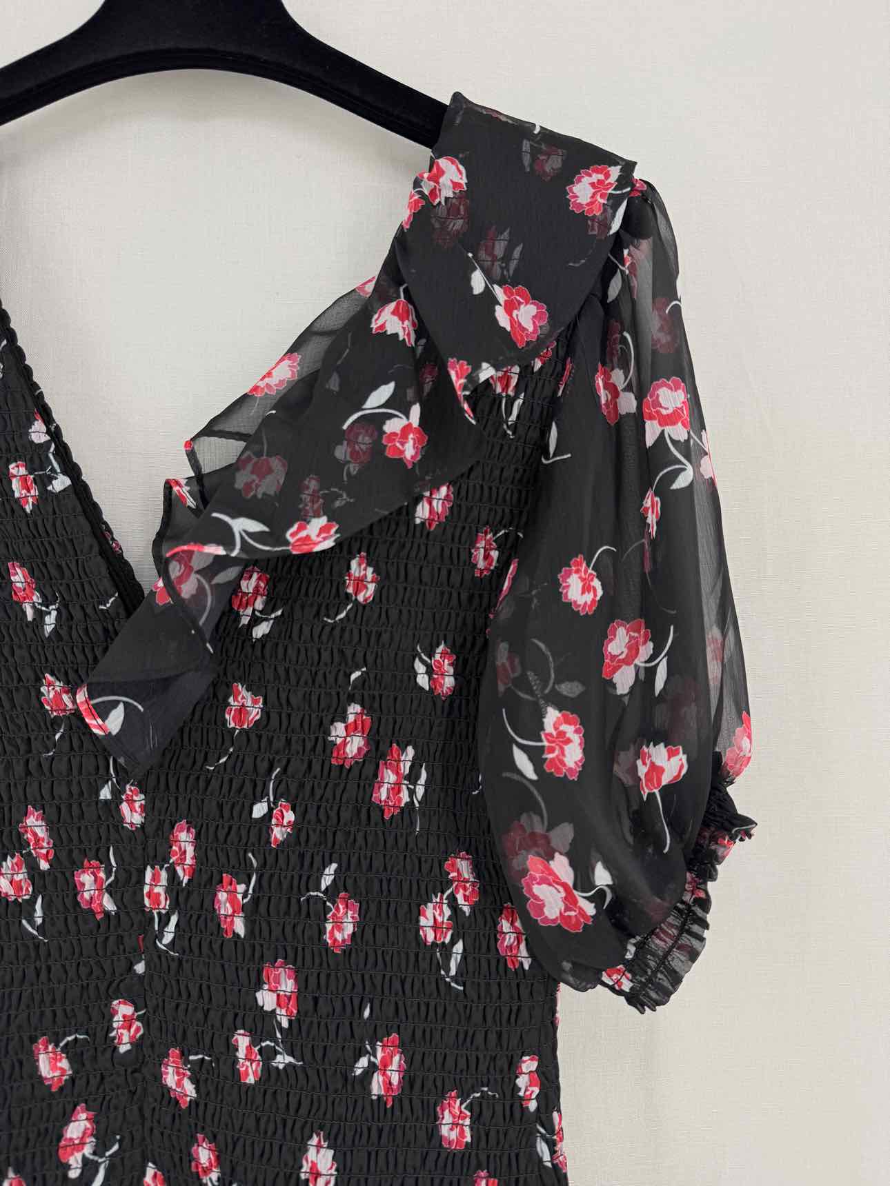 TALULAH Black w/ Red & White Size Medium Midi Dress