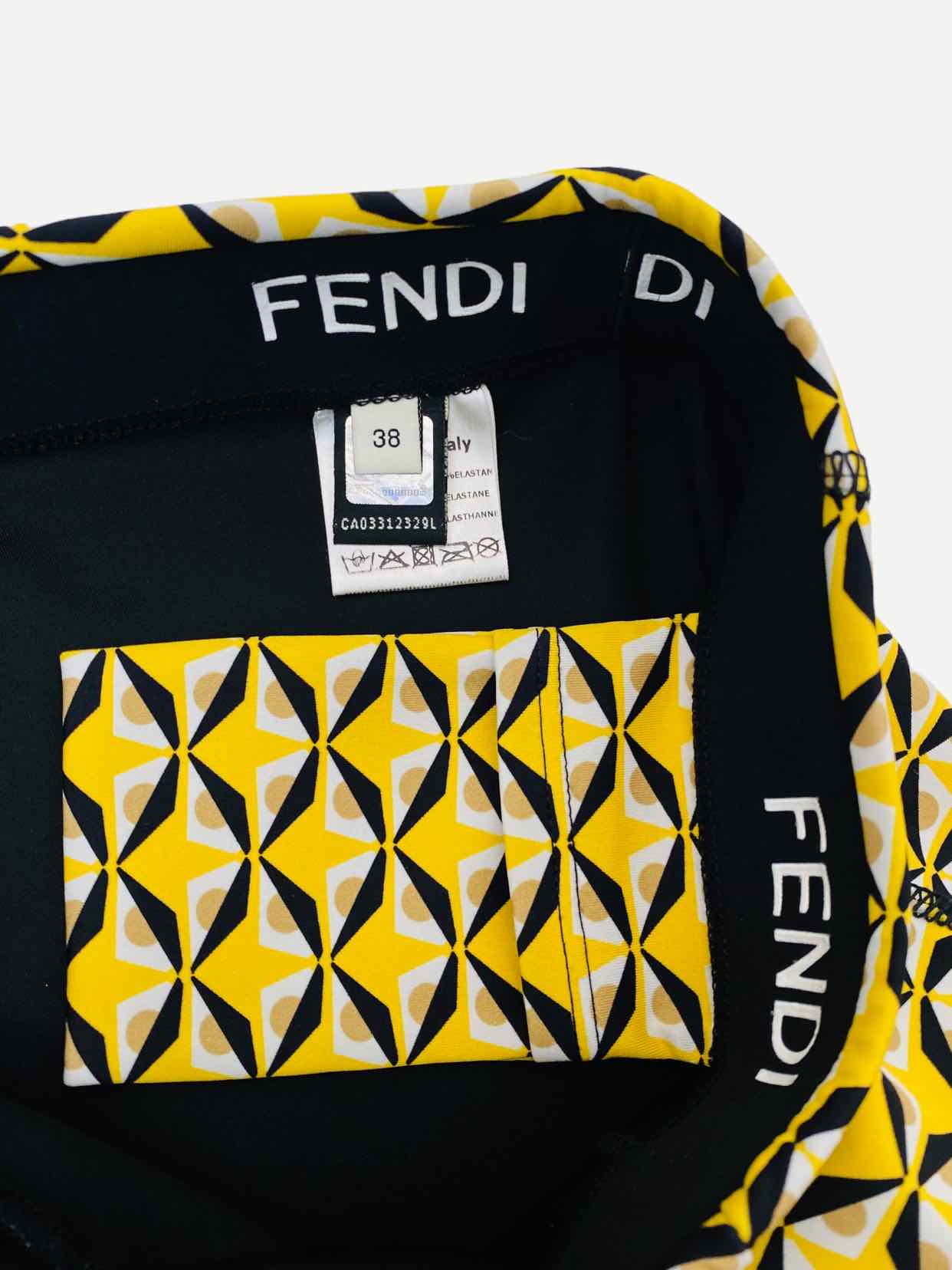 FENDI Bug Eye Yellow & Black Printed Size US 2 Leggings