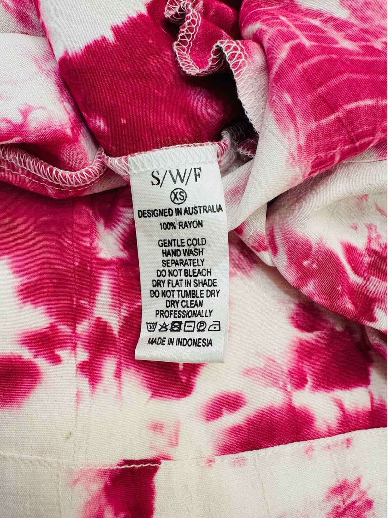 S/W/F Magenta & White Tie-dye Size XSmall Midi Dress