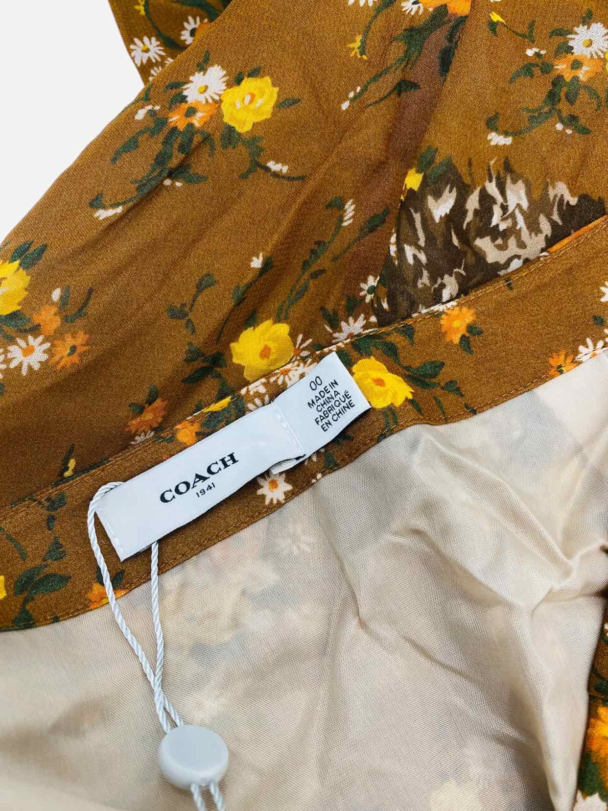 COACH Brown Multicolor Size US 00 Knee Length Skirt