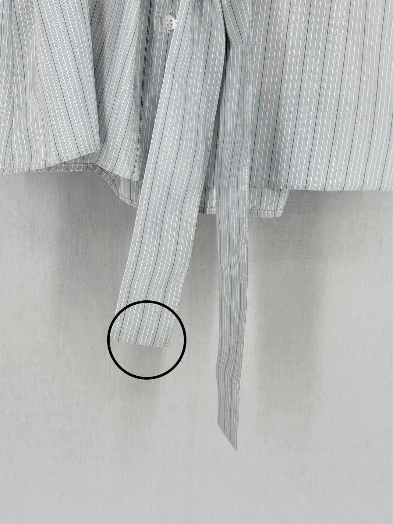 CHRISTIAN DIOR Grey & Blue Pinstripe Size US 6 Blouse