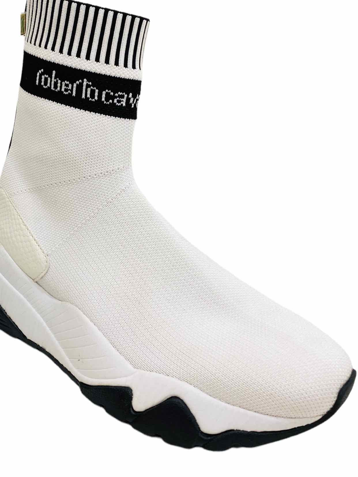 ROBERTO CAVALLI White w/ Black Size EU 38 Sneaker Boots