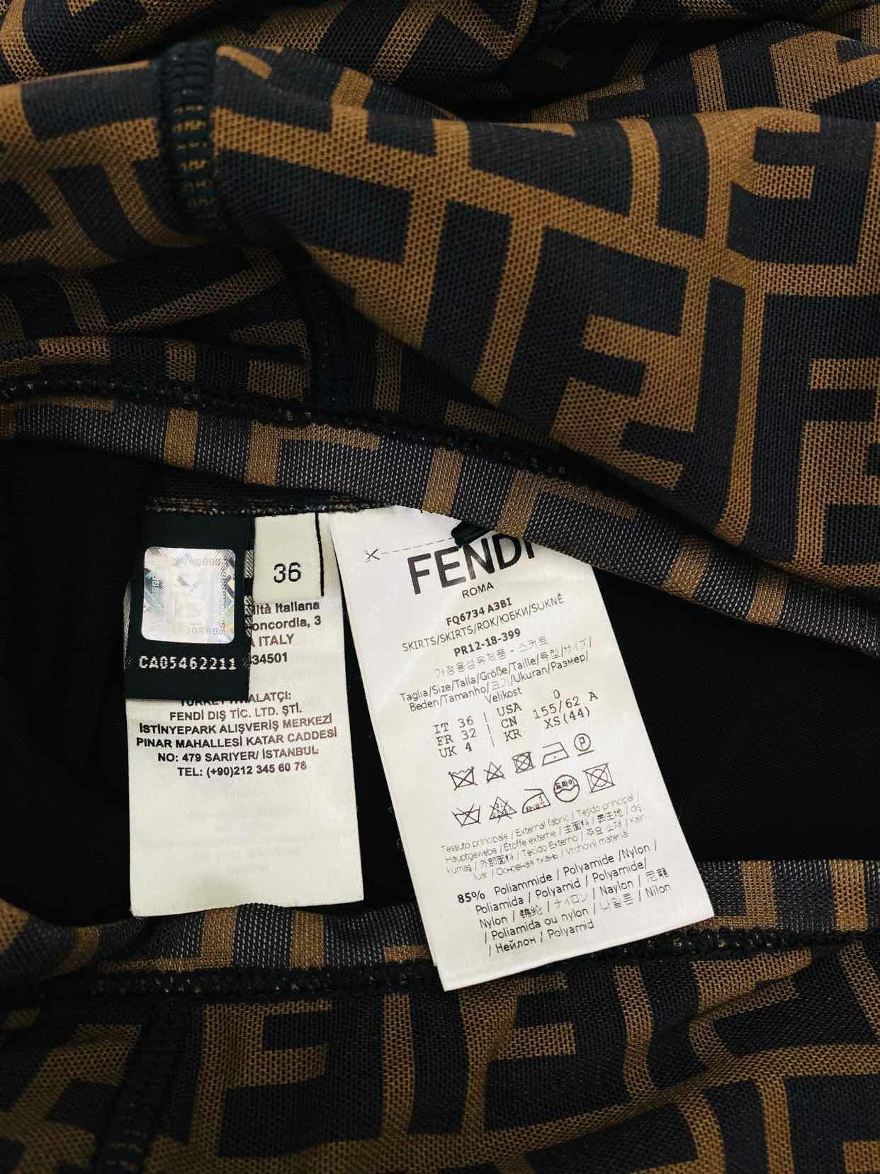 FENDI Pencil Brown FF Motif Size US 0 Midi Skirt