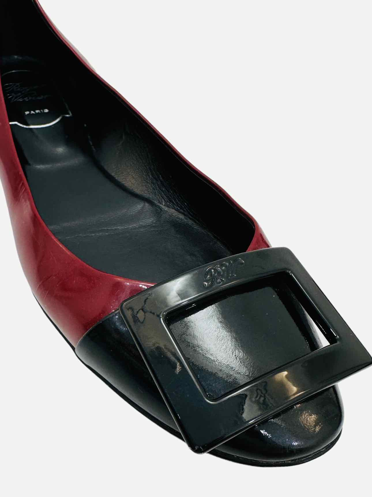 ROGER VIVIER Red & Black Size EU 38.5 Ballet Flats
