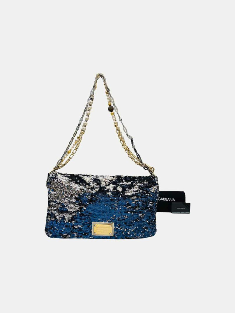 DOLCE & GABBANA Miss Charles Blue & Silver Shoulder Bag