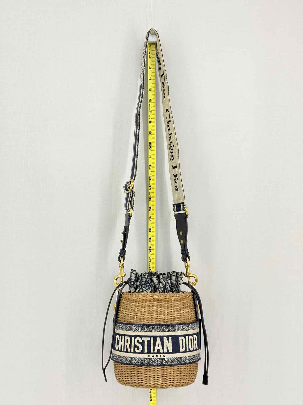 DIOR Wicker Blue & White Oblique Bucket Bag
