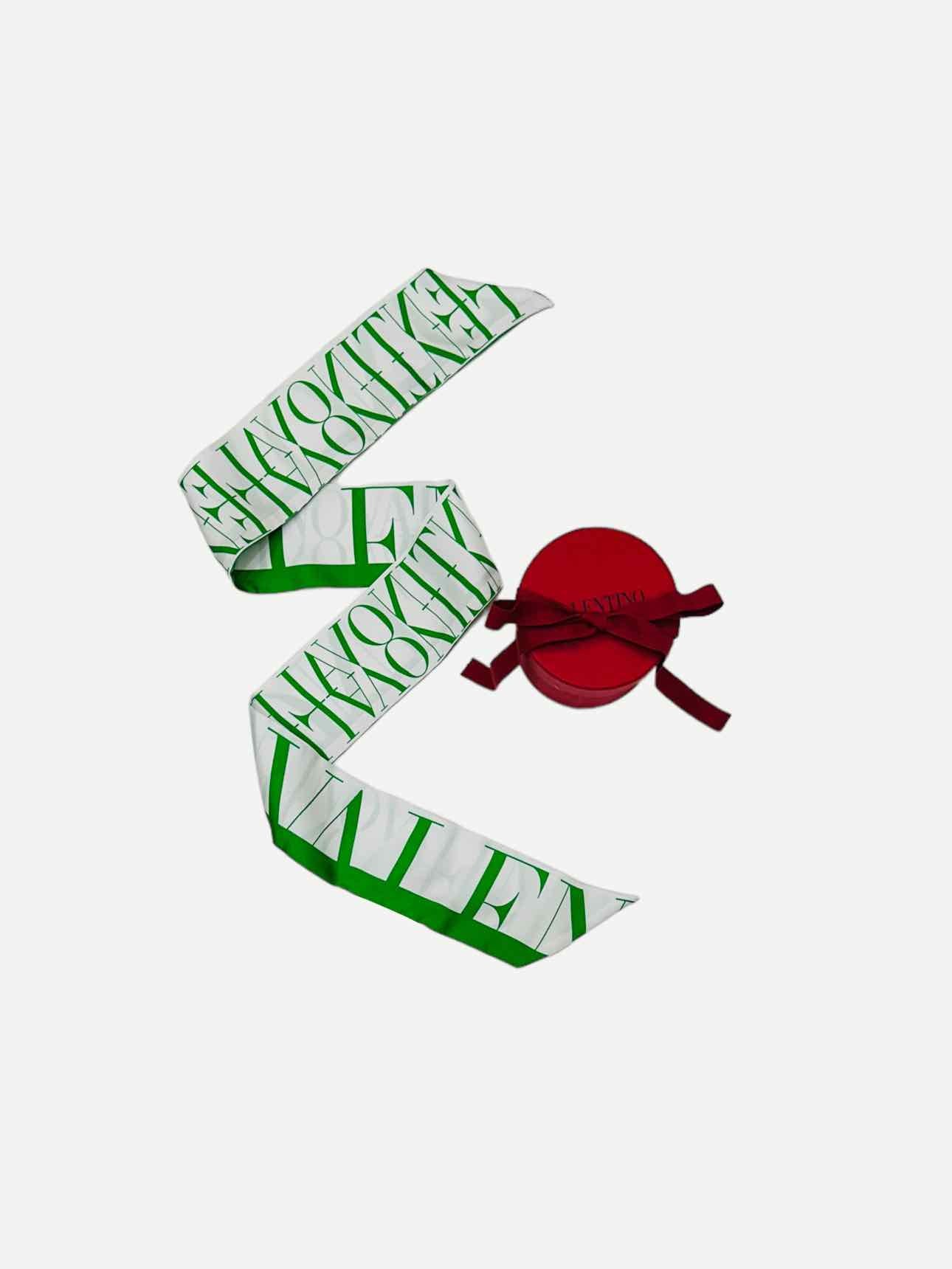 VALENTINO White & Green Logo Twill