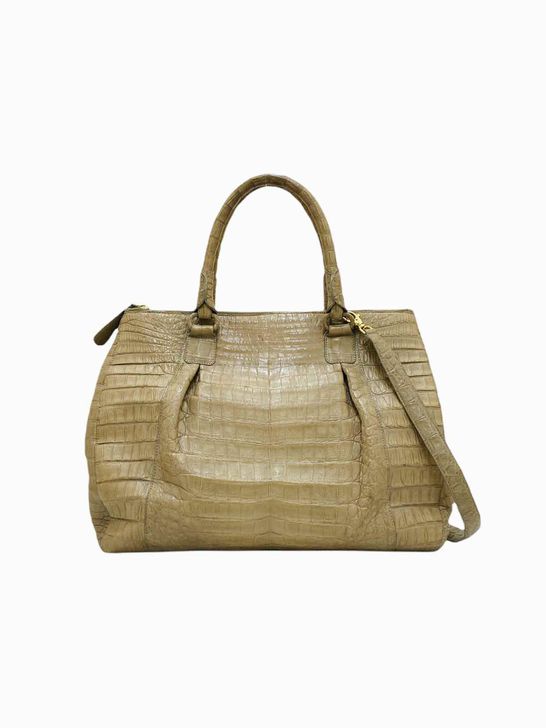 NANCY GONZALEZ Croc Beige Shoulder Bag - Reems Closet