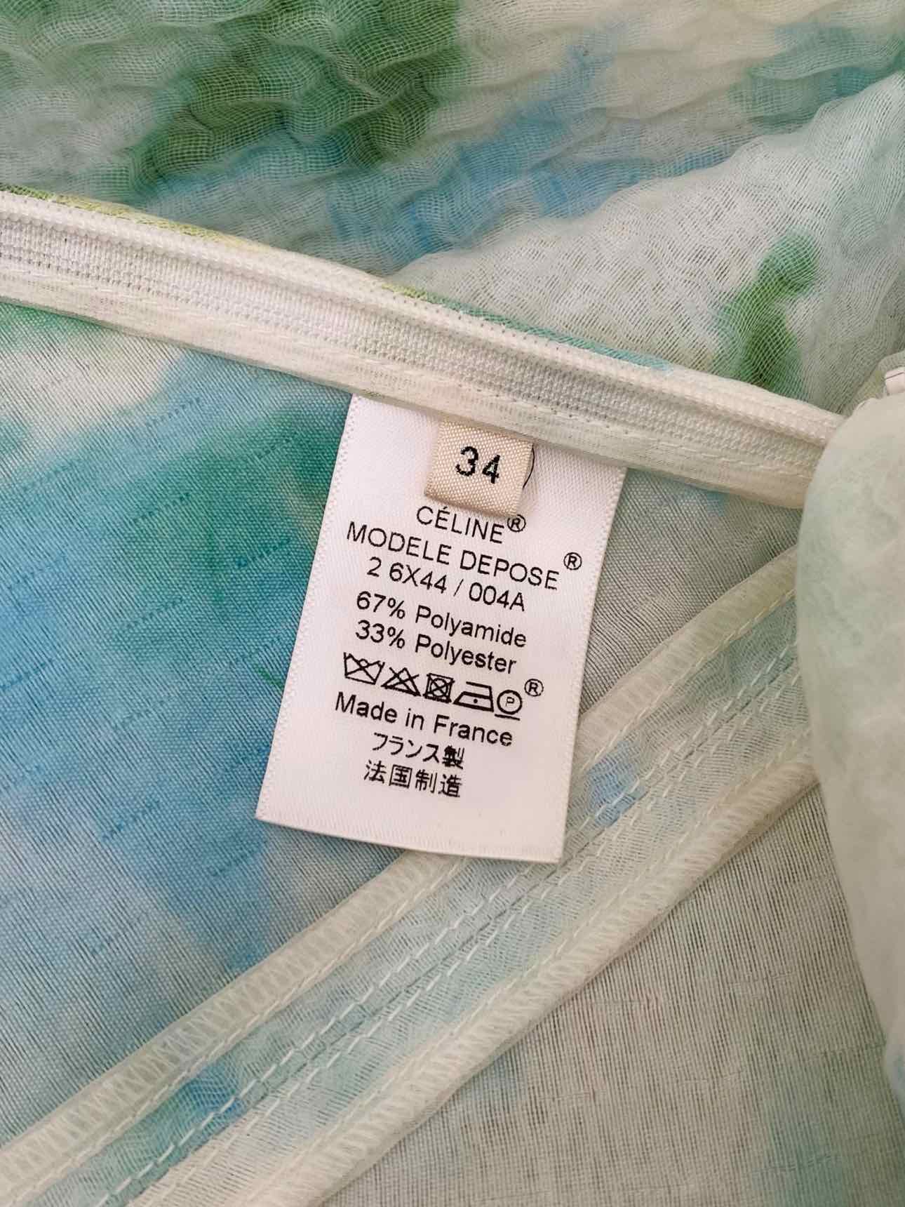 CELINE Cutout White & Green Size US 4 Long Dress