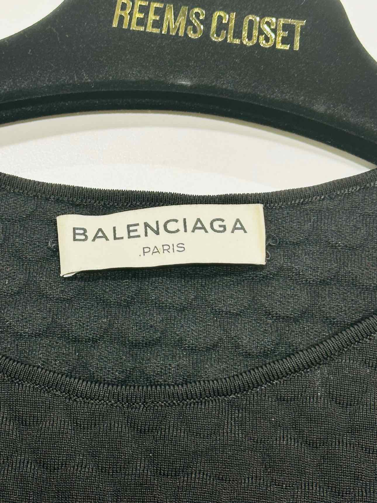 BALENCIAGA Black Embossed Size US 6 Top