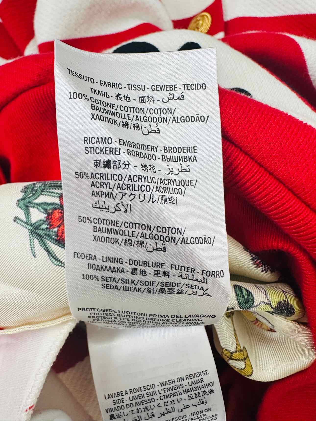 GUCCI Red & White Striped Size Small Cardigan