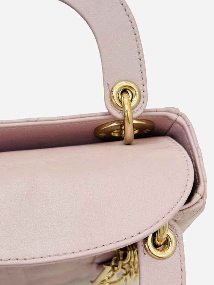 CHRISTIAN DIOR Lady Dior Powder Pink Cannage Tote Bag