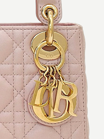 CHRISTIAN DIOR Lady Dior Powder Pink Cannage Tote Bag