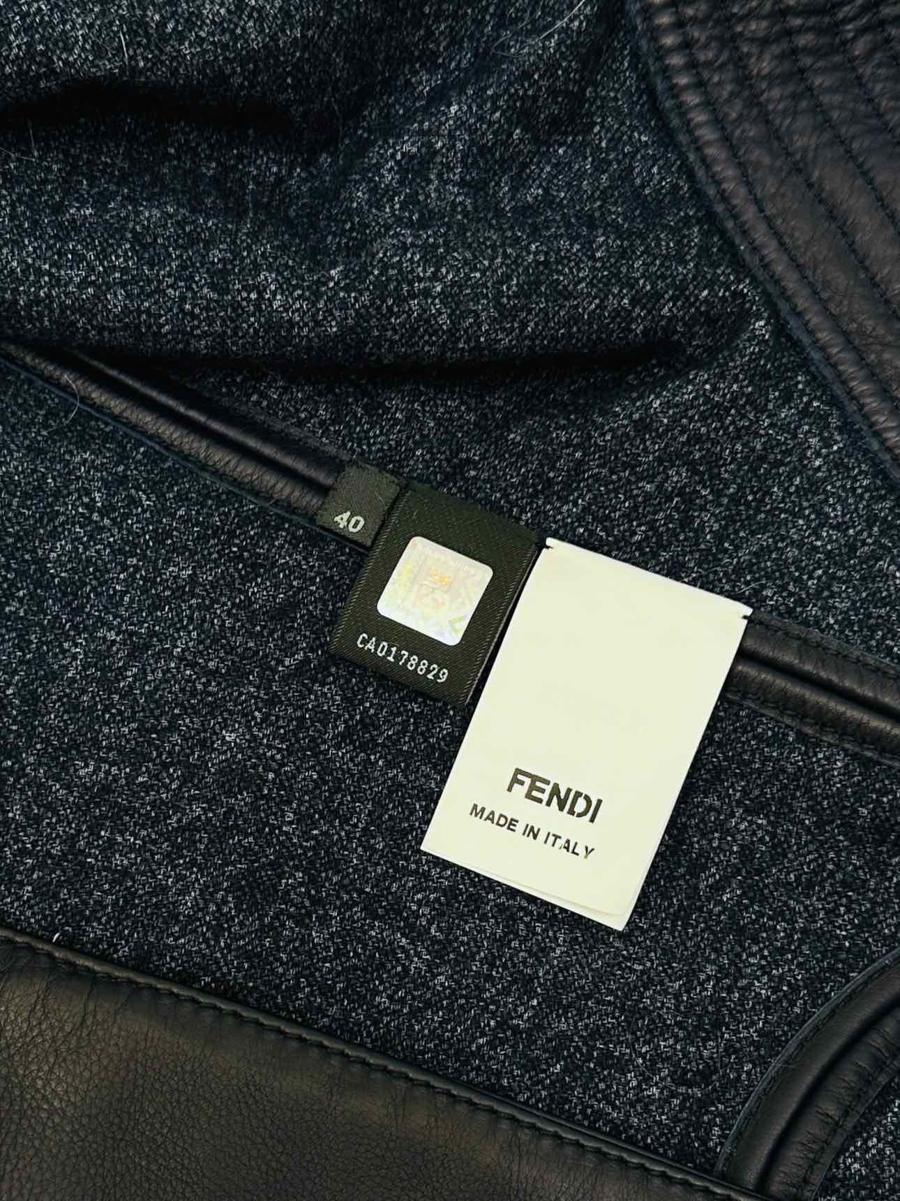 FENDI Leather Navy Blue Size US 8 Jacket