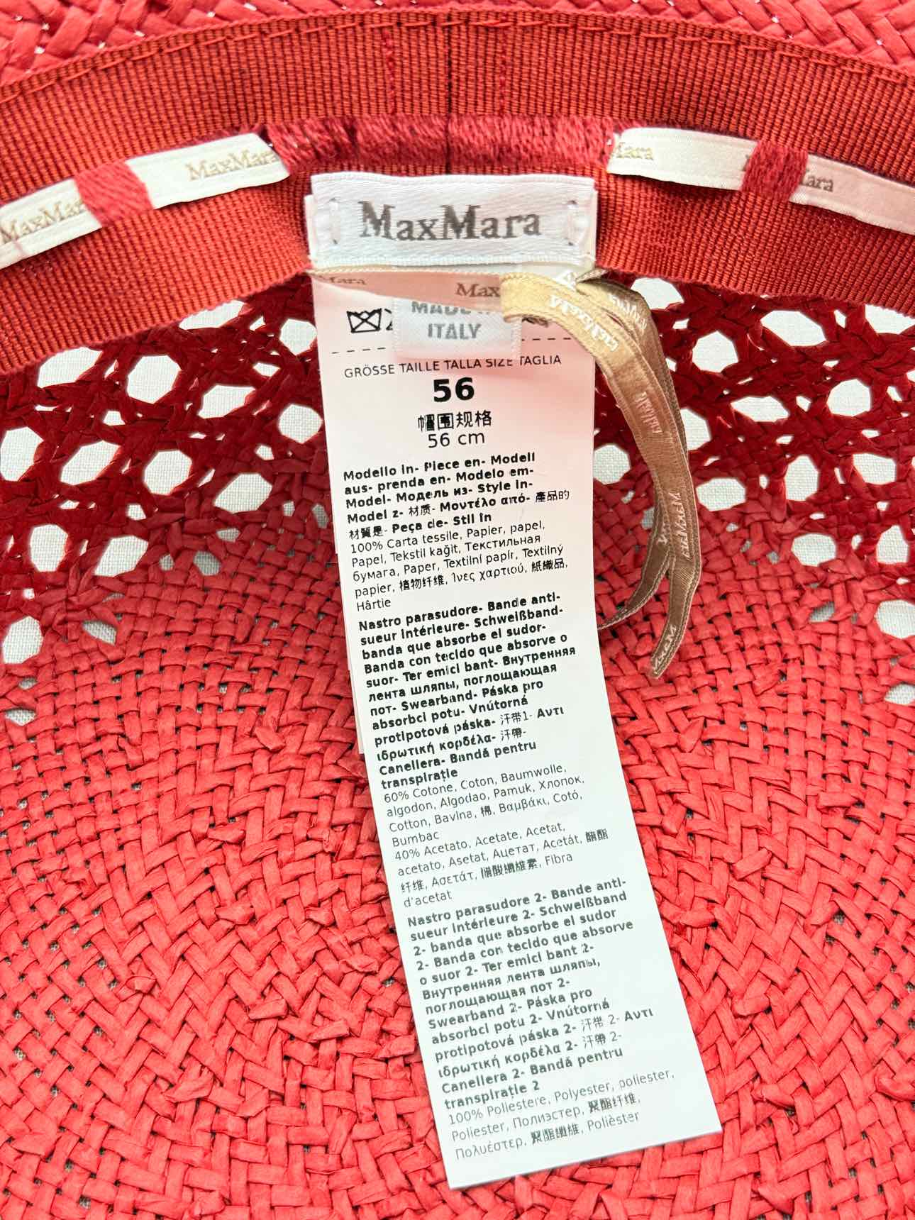 MAX MARA Red Perforated Bucket Hat