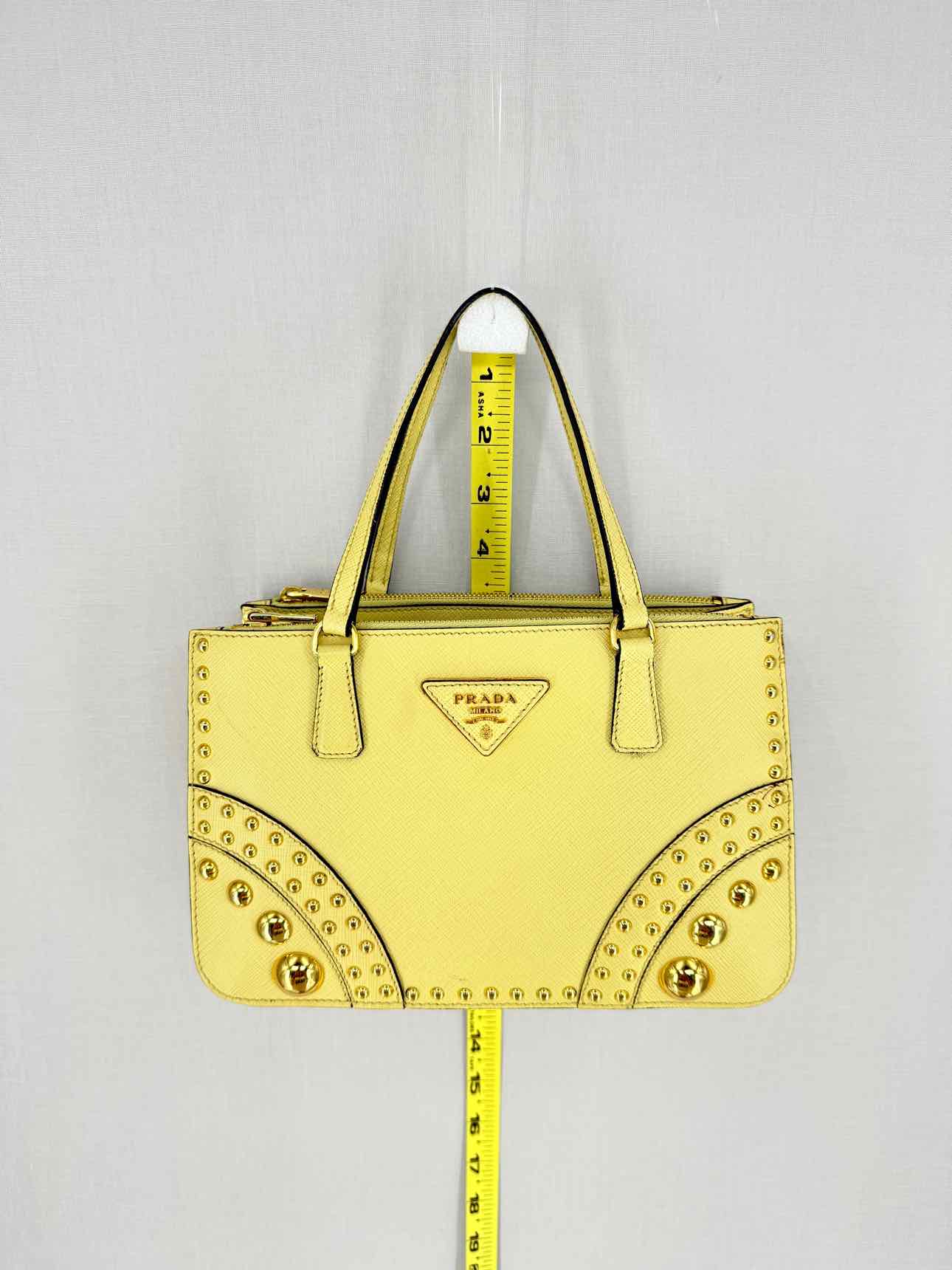 PRADA Double Zip Yellow Tote Bag