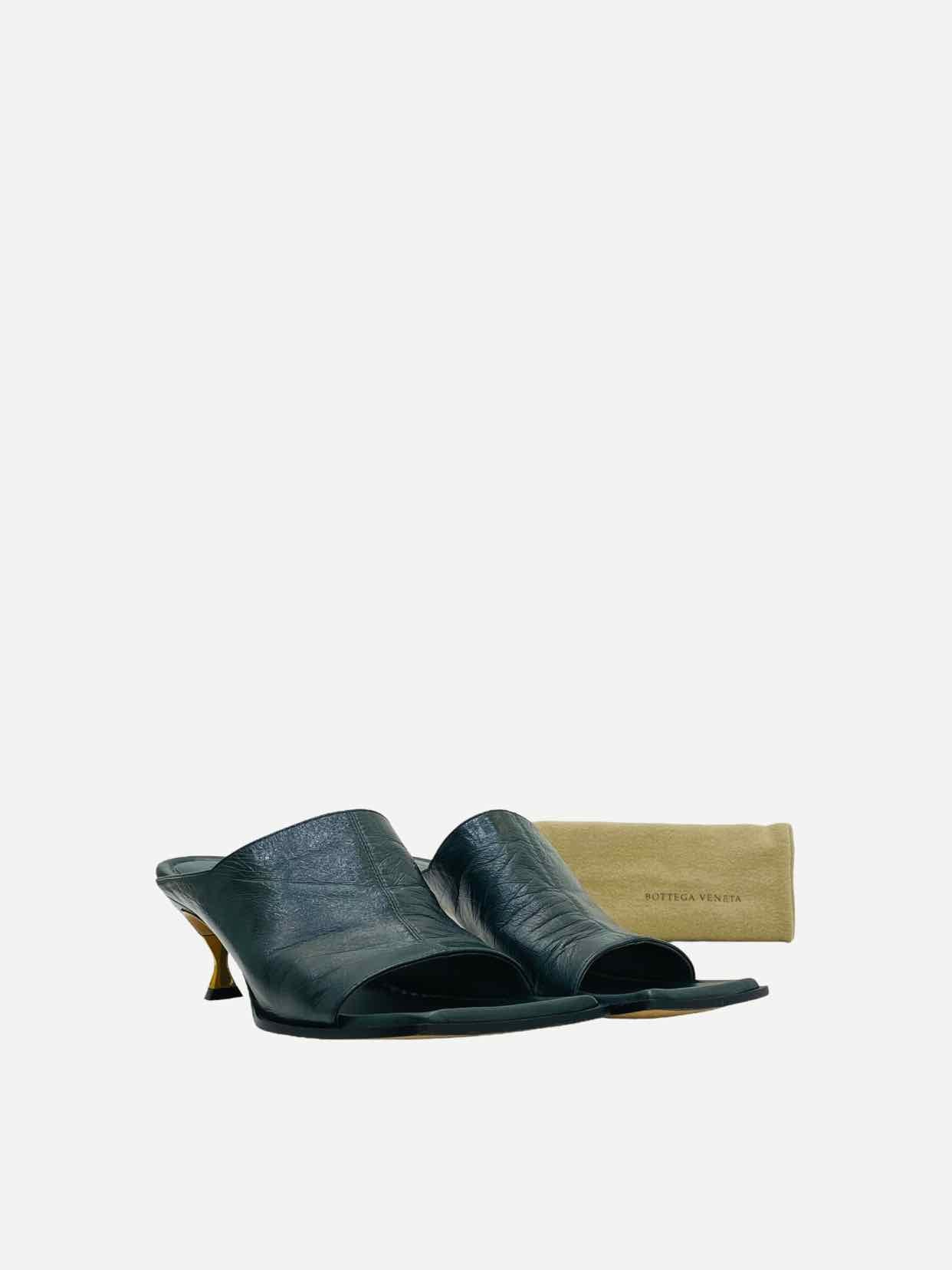 BOTTEGA VENETA Square-Toe Dark Green Size EU 37 Mules