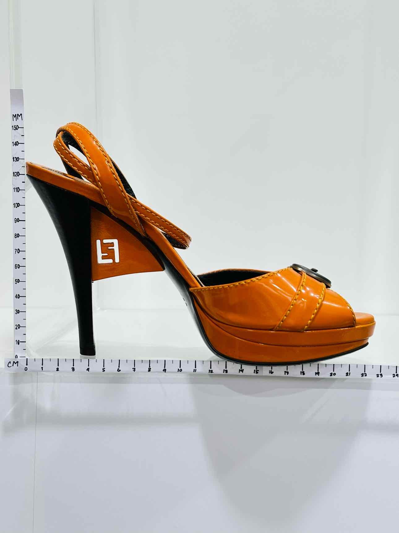 FENDI Ankle Strap Orange Size EU 40 Heeled Sandals