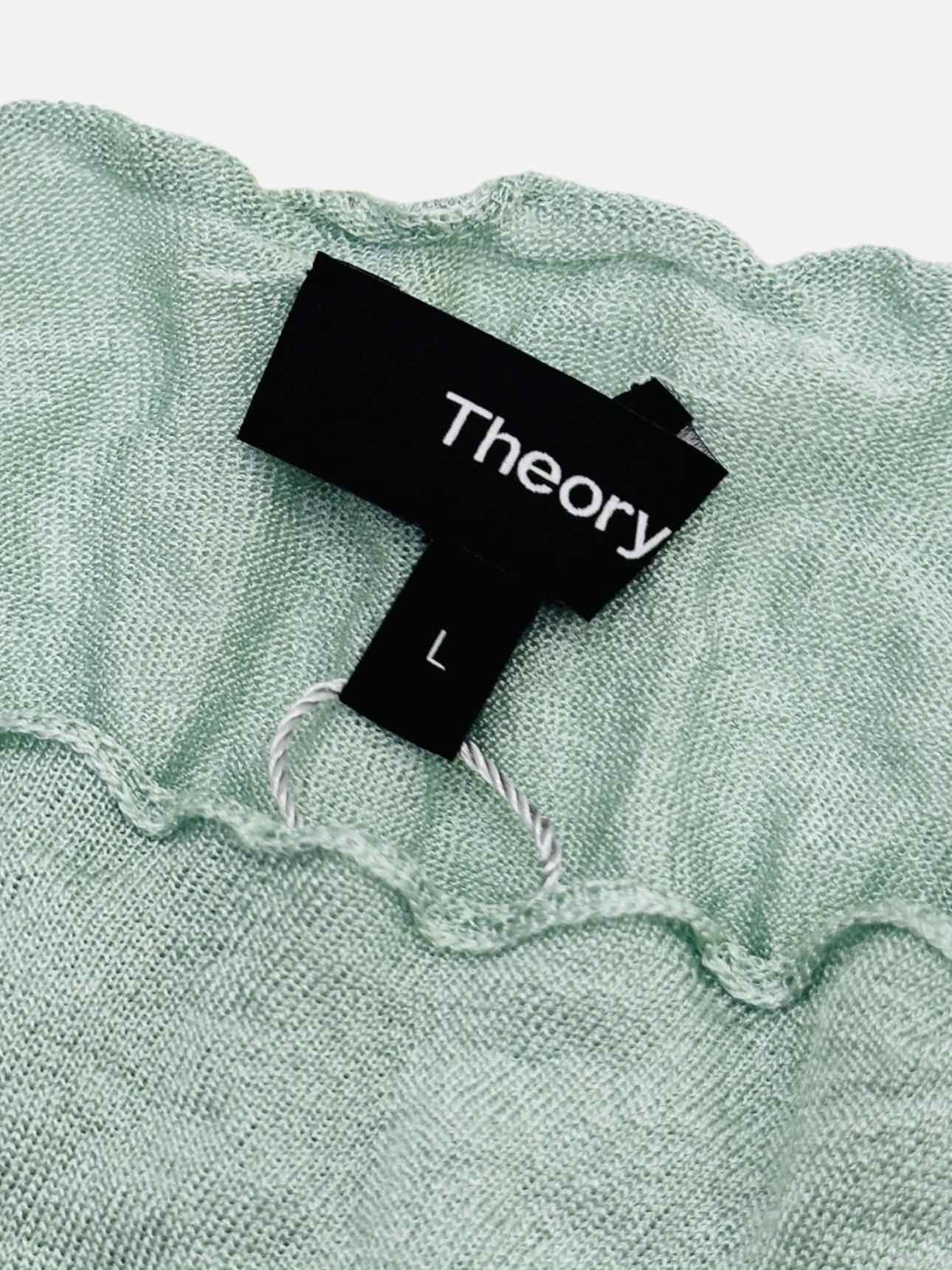 THEORY Green Crinkle Shell Size Large Top
