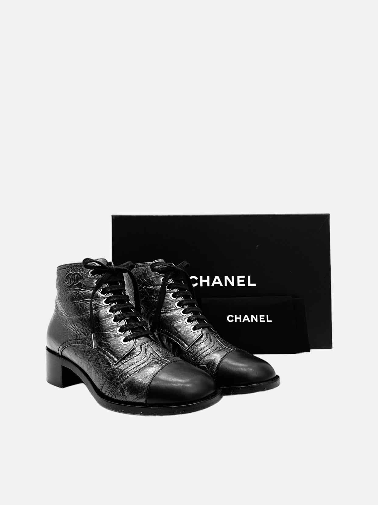 CHANEL Metallic Silver Size EU 37.5 Ankle Boots