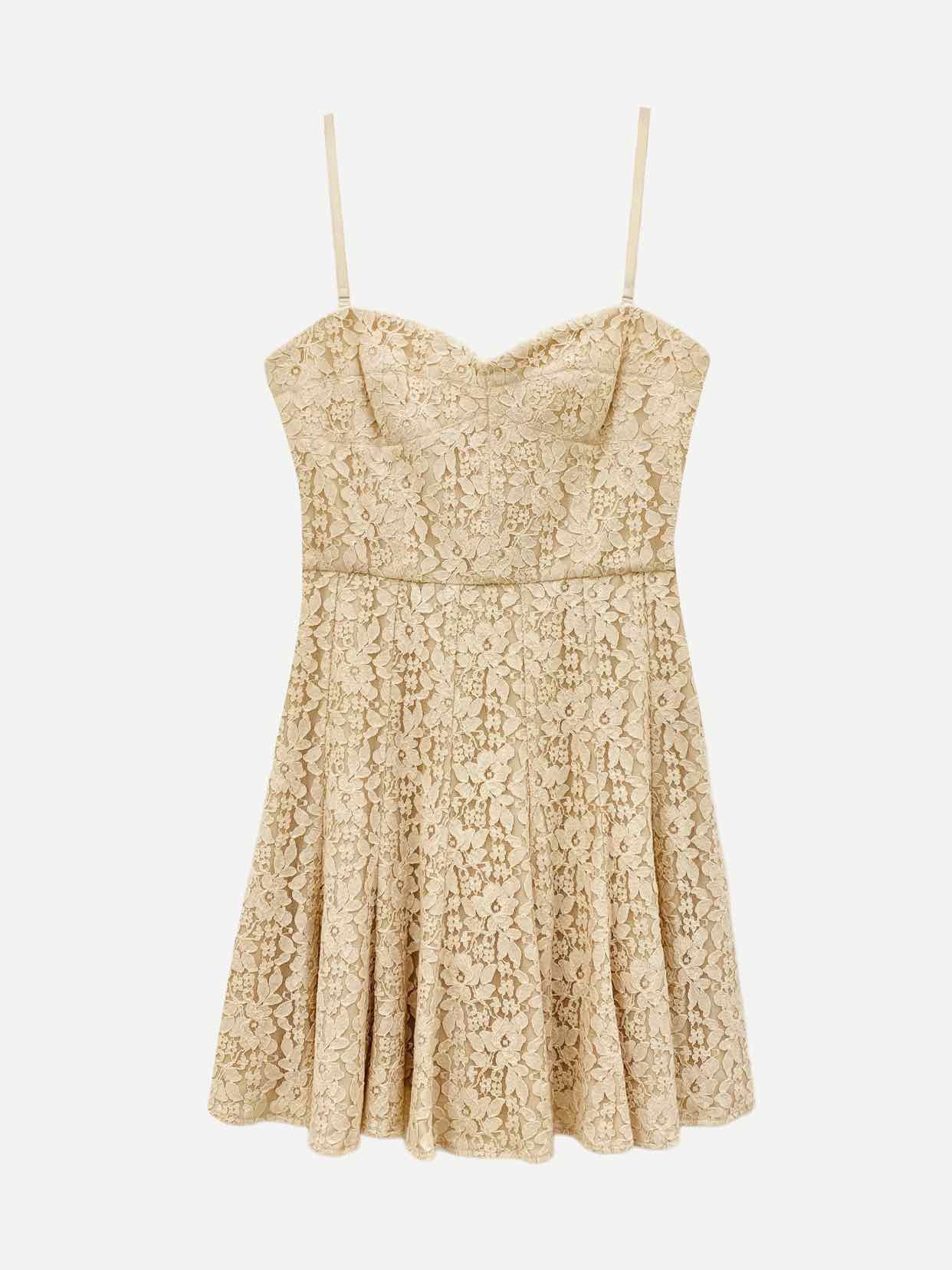 BCBG MAXAZRIA Lace Beige Size Large Short Dress - Reems Closet BCBG MAXAZRIA Lace Beige Size Large Short Dress - Reems Closet