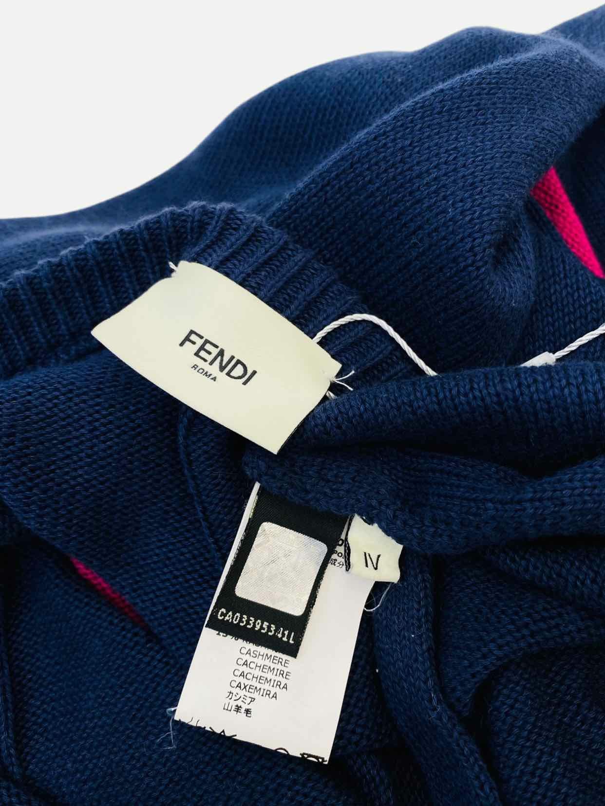 FENDI Knitted Navy w/ Pink Print Size One Size Coat