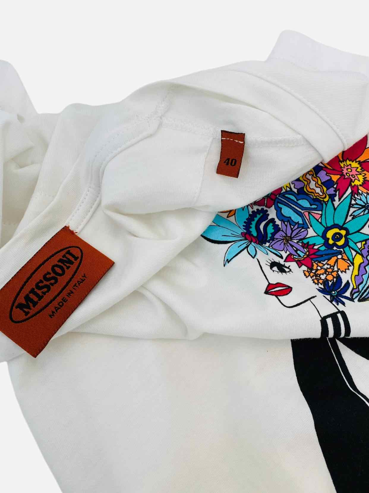 MISSONI White w/ Multicolor Print Size US 4 T-shirt