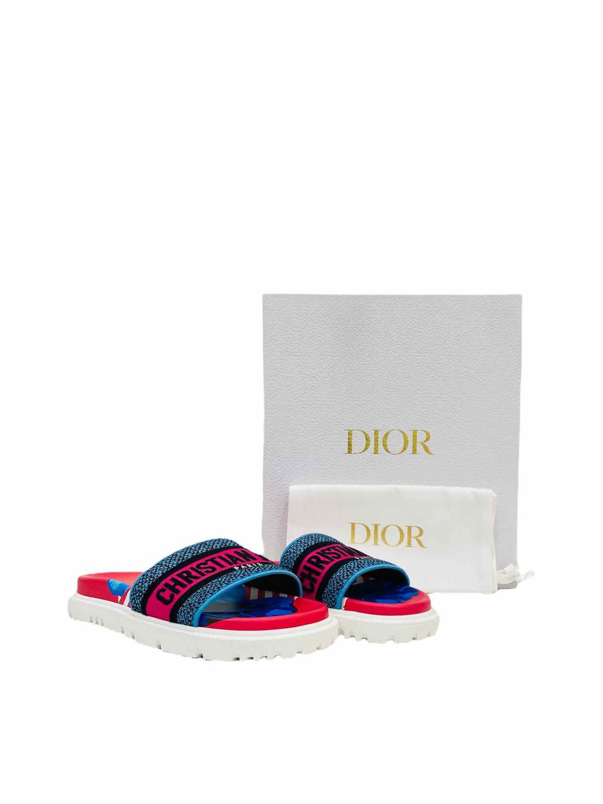 CHRISTIAN DIOR Slide Pink & Blue Size EU 38 Sandals