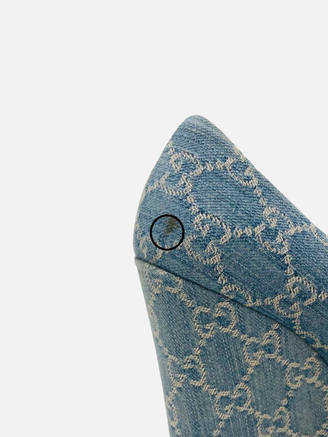 GUCCI Charlotte Horsebit Blue GG Size EU 40.5 Wedges