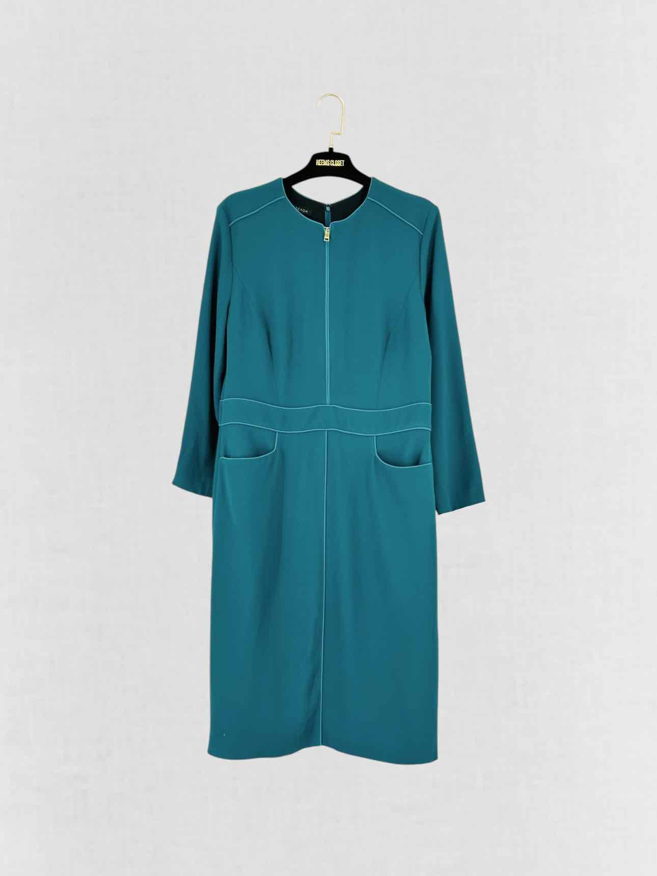 ESCADA Teal Size US 8 Knee Length Dress - Reems Closet ESCADA Teal Size US 8 Knee Length Dress - Reems Closet