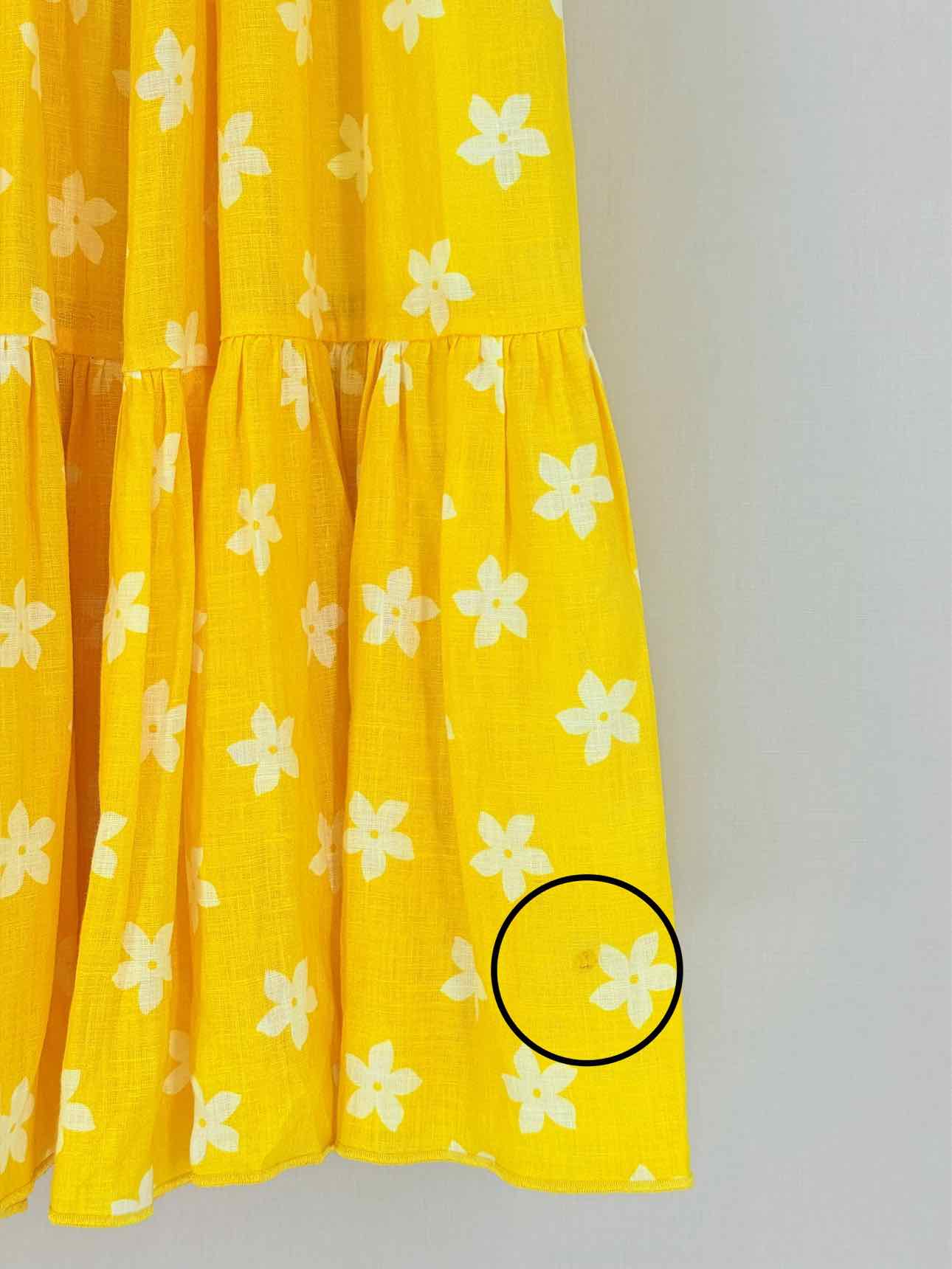 GUL HURGEL Tiered Yellow & White Size Small Midi Dress