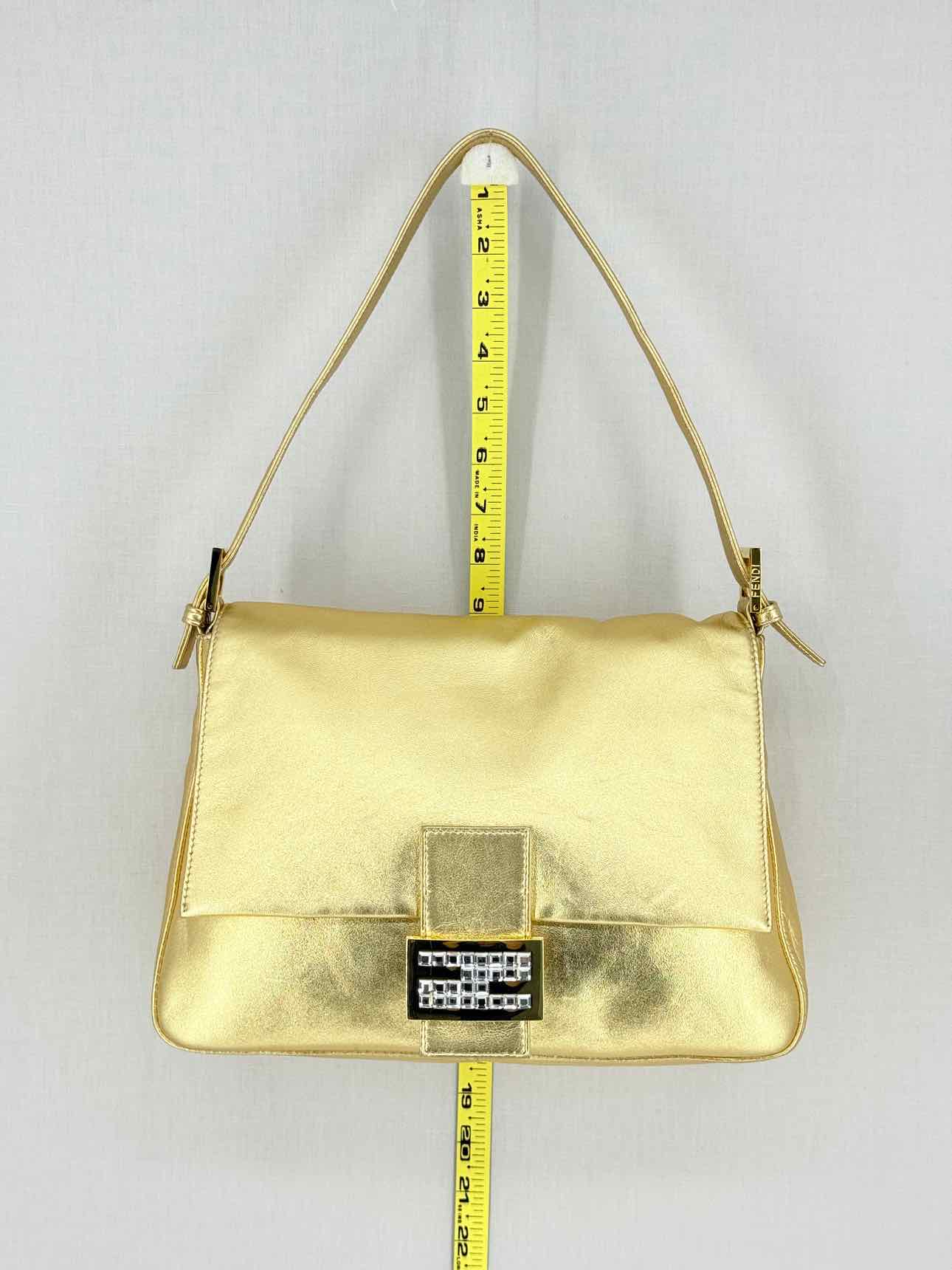 FENDI Mamma Baguette Gold Shoulder Bag