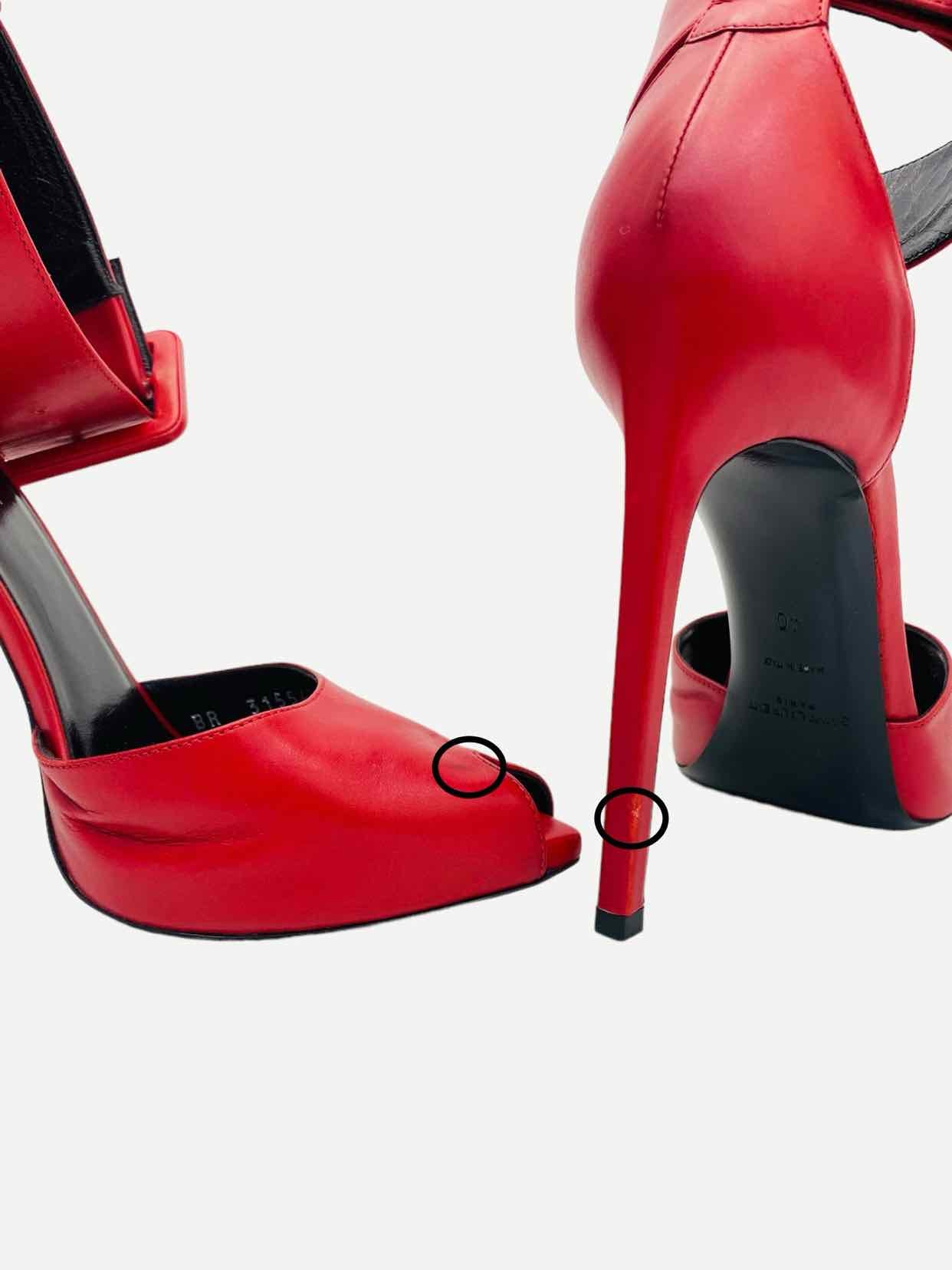 SAINT LAURENT Ankle Cuff Red Size EU 40 Heeled Sandals