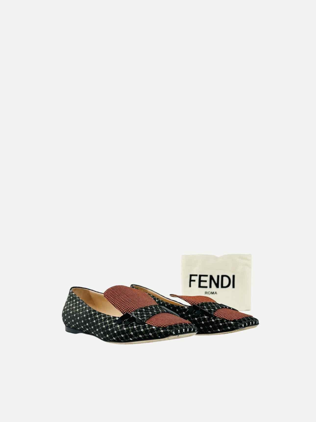 FENDI Black Multicolor Printed Size EU 36 Flats