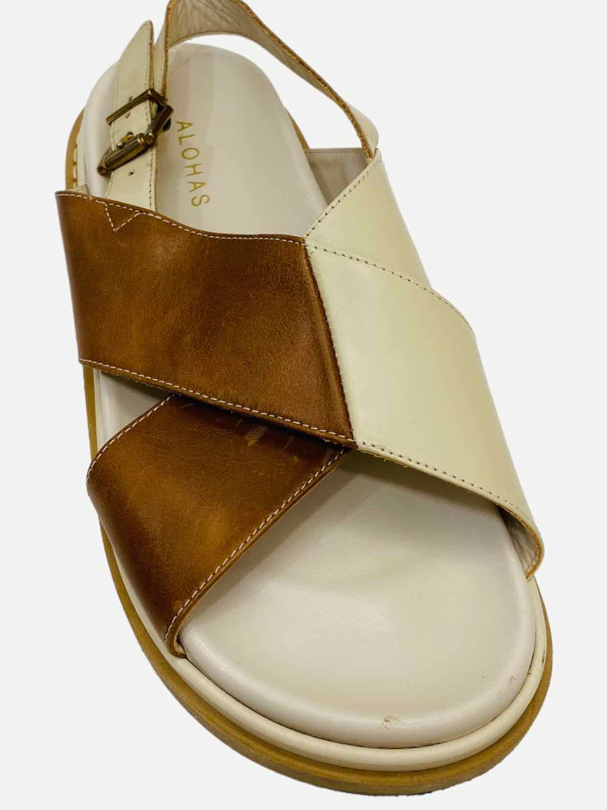 ALOHAS Crisscross Cream & Brown Size EU 40 Sandals