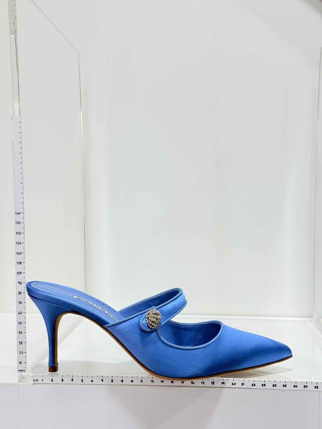 MANOLO BLAHNIK Camparimu Jewel 70 Blue Size EU 42 Mules