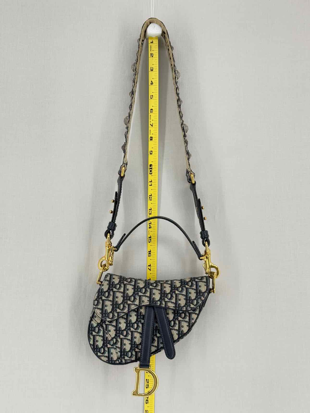 CHRISTIAN DIOR Saddle Blue Oblique Top Handle