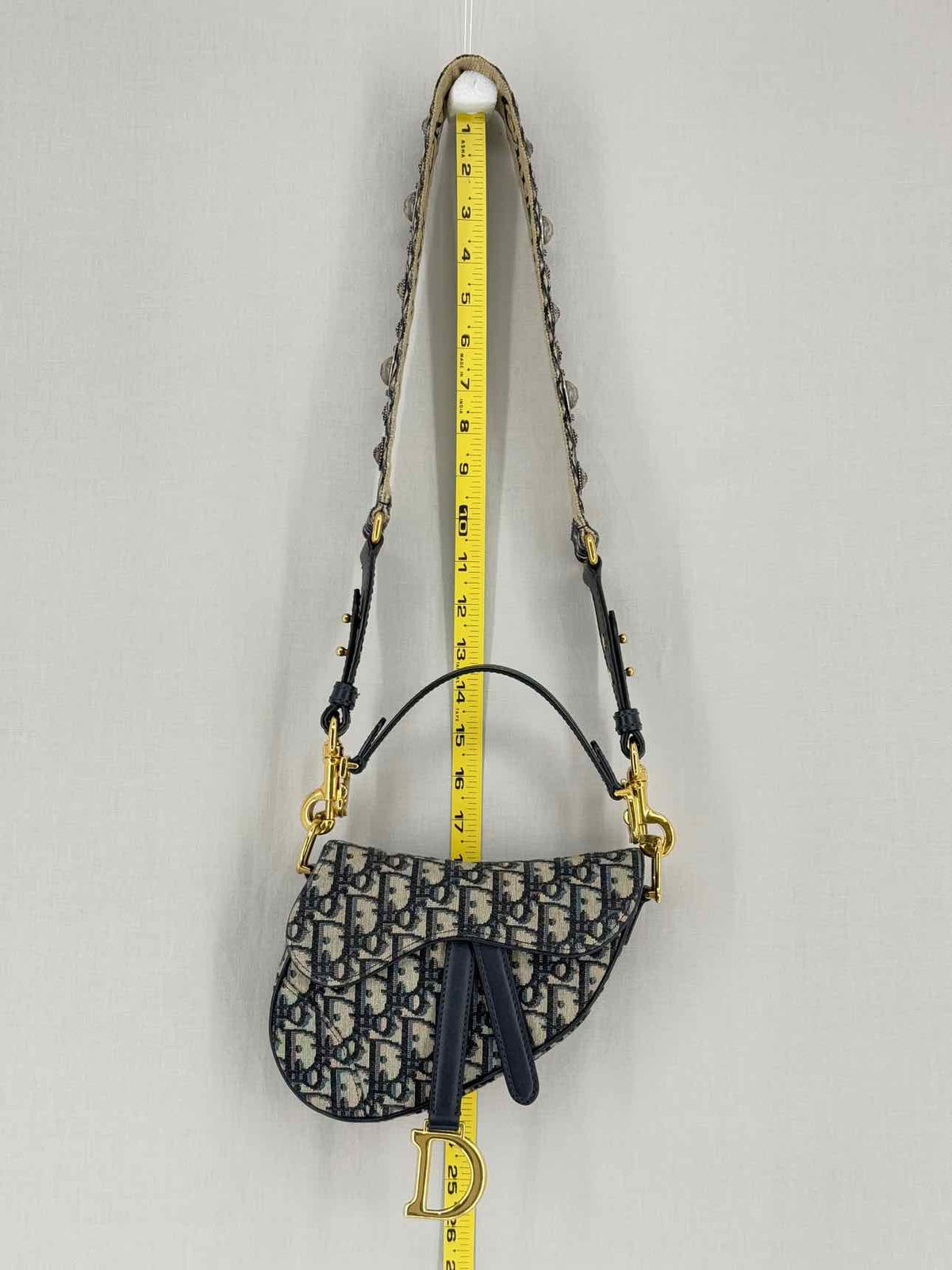 CHRISTIAN DIOR Saddle Blue Oblique Top Handle