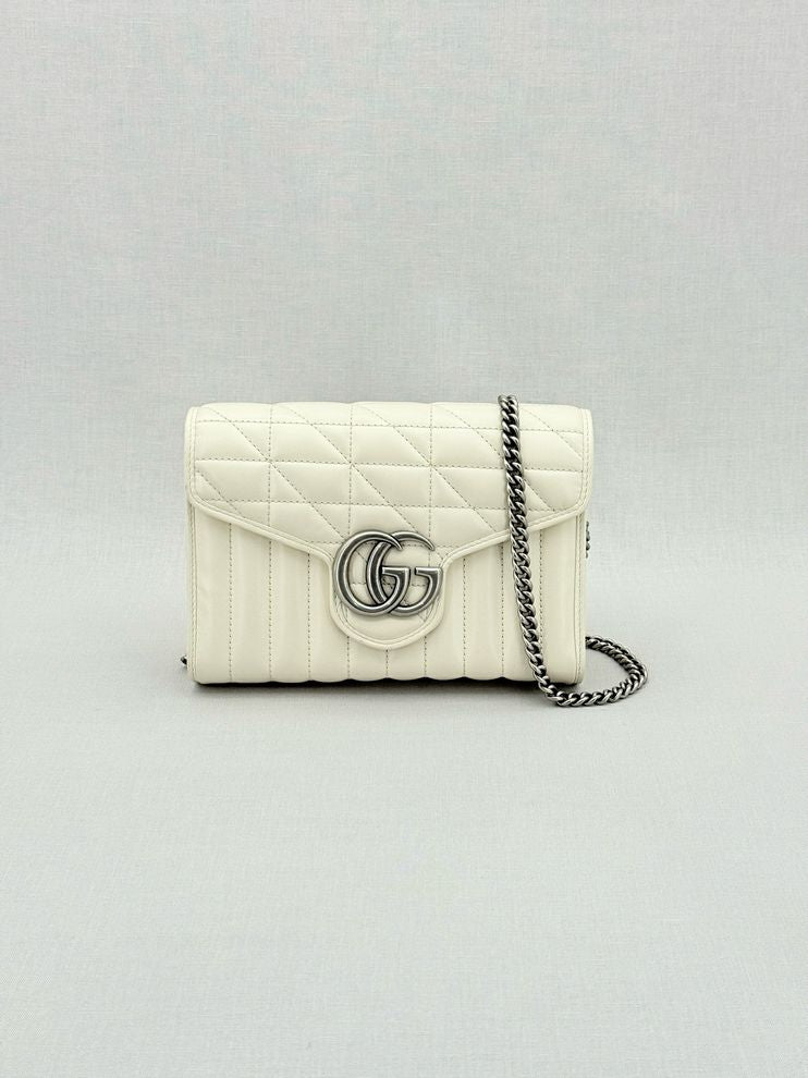 GUCCI GG Marmont White Shoulder Bag Reems Closet