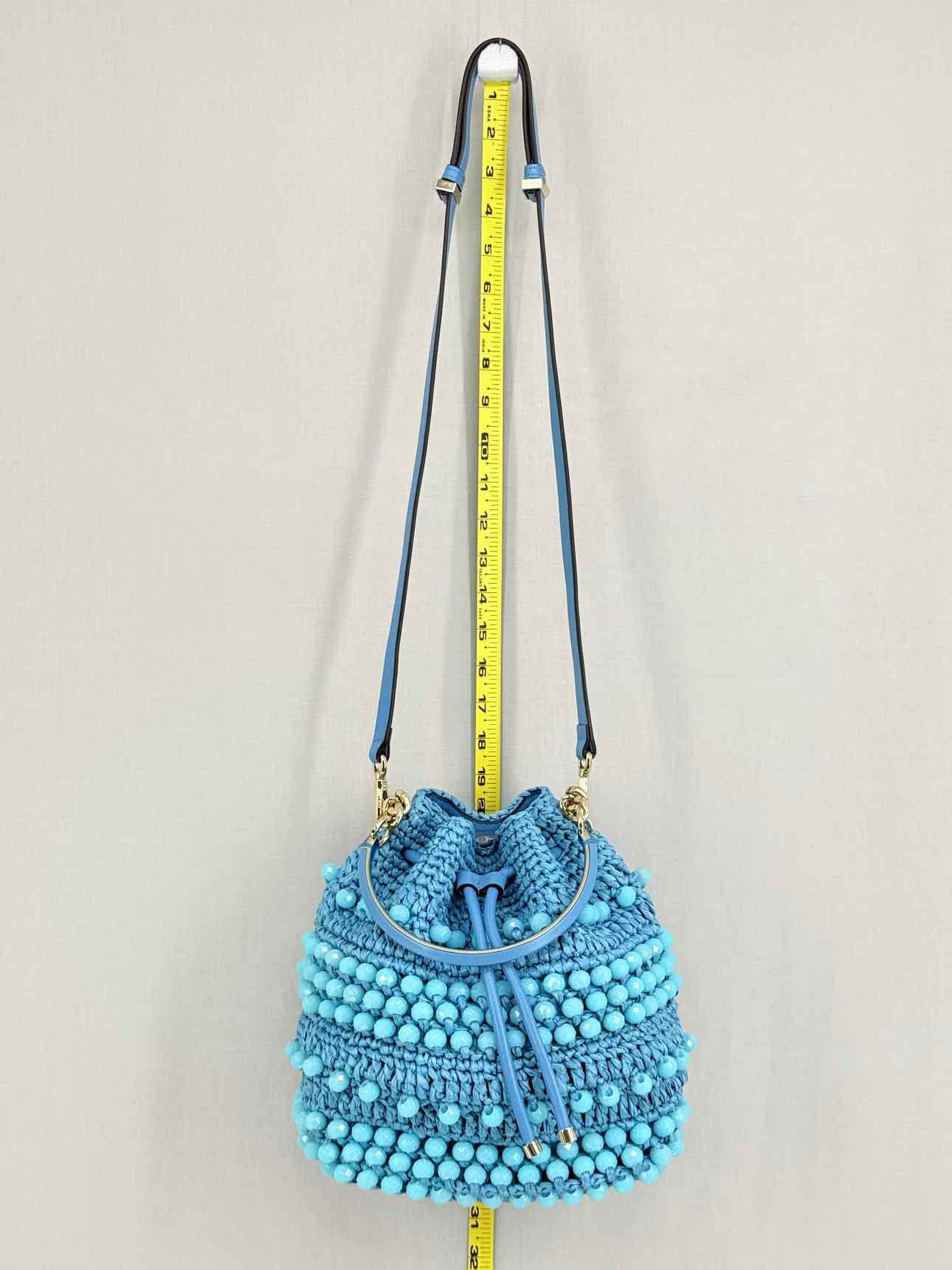 JIMMY CHOO Bon Bon Blue Bucket Bag
